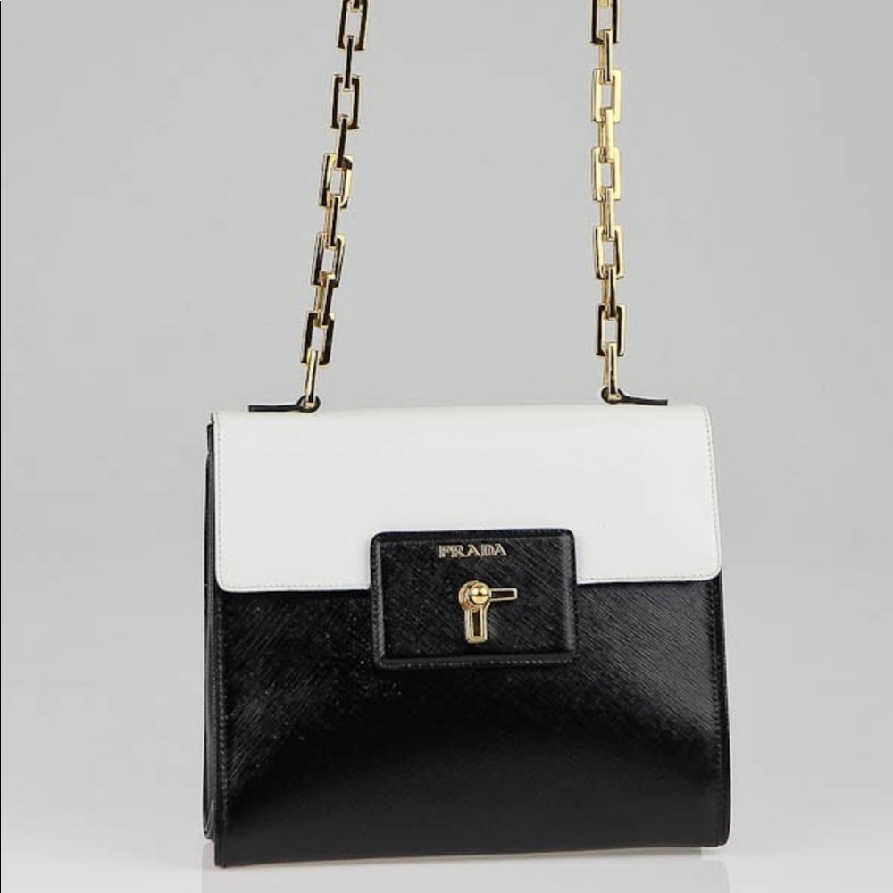 Prada Saffiano Nero Bianca handbag